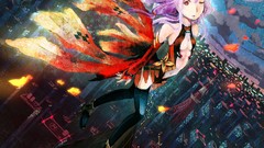 Cities guilty crown wink yuzuriha inori purple hair cleavage