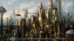 Cities science fiction artwork Philip Straub