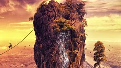 Cities surreal floating islands