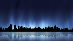 City abstract reflection silhouettes