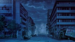 City apocalyptic night Anime dark sky artwork