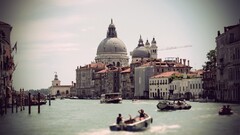 City building boat venice Italy Church water