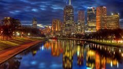 City buildings reflection Park