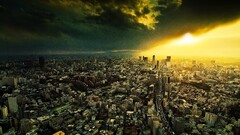 City cityscape clouds skyscraper Tokyo Japan Asia