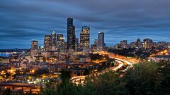 City cityscape hdr Seattle long exposure USA City Lights