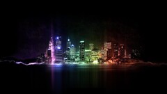 City cityscape new york city neon skyline digital art
