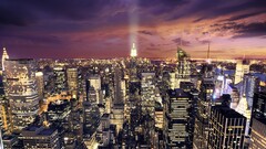 City cityscape new york city night USA City Lights sky
