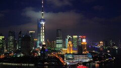 City cityscape Shanghai night sky Asia lights
