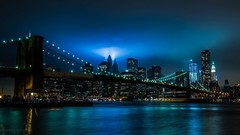 City Lights cityscapes brooklyn bridge
