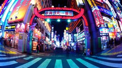 City Lights urban fisheye effect