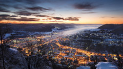 City night hills view lights from