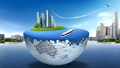 City plane World abstract Map