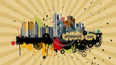 City scene on grunge