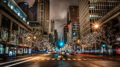 City street hdr Michigan USA urban City Lights