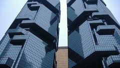 City weird buildings windows