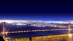 cityscape Bridge golden gate bridge lights night San Francisco