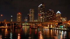 cityscape building reflection tampa Florida night USA water