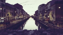 cityscape canal dusk Bridge