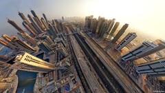 cityscape City building aerial view dubai fisheye lens