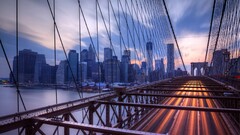 cityscape City building Bridge new york city brooklyn bridge USA