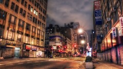 cityscape City building hdr new york city USA urban street light