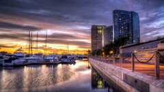 cityscape City building sunset hdr Bridge California san diego