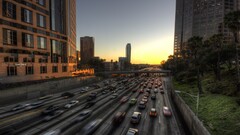 cityscape City building sunset traffic sky Car vehicle