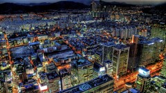 cityscape City hdr building lights Seoul south korea clouds Asia