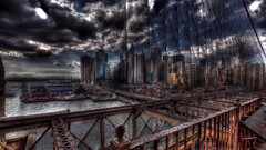 cityscape City hdr building new york city USA sky clouds