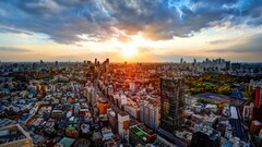 cityscape City hdr building sunset Tokyo clouds Japan Asia sky