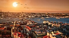 cityscape City sunset building Bridge Istanbul