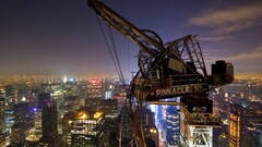 cityscape cranes (machine) construction site City Lights night