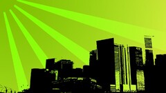 cityscape digital art green background gradient artwork City
