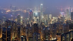 cityscape Hong Kong City Lights night City urban China Asia