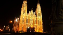 cityscape night Cathedral town square