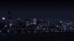 cityscape night digital art skyscraper dark skyline lights
