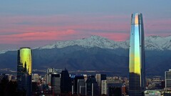cityscape Santiago de Chile City Mountains chile snowy peak