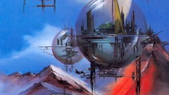 Cityscapes artistic bubbles drawings