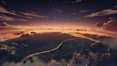 Cityscapes buildings Makoto Shinkai