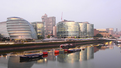 Cityscapes buildings river Boats