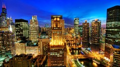 Cityscapes Chicago night cities