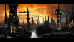 Cityscapes digital art futuristic citylife