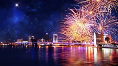 Cityscapes fireworks buildings