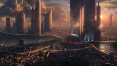 Cityscapes futuristic architecture buildings