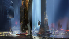 Cityscapes futuristic architecture rockets
