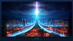 Cityscapes futuristic artwork light