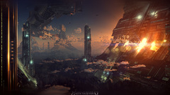 Cityscapes futuristic buildings artwork