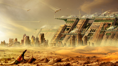 Cityscapes futuristic buildings artwork