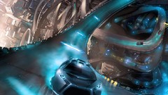 Cityscapes futuristic cars digital