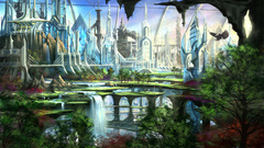 Cityscapes futuristic Garden fantasy
